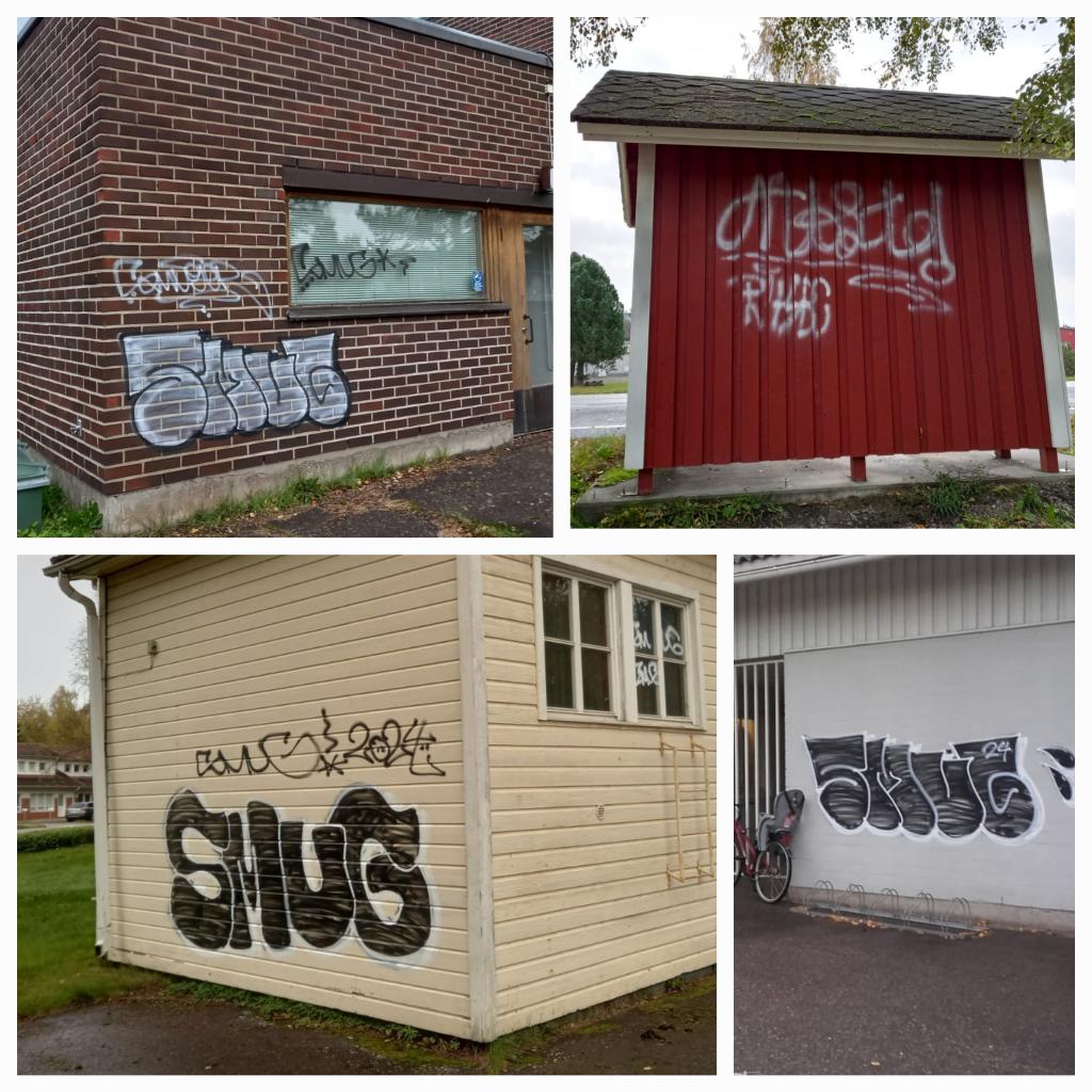 Graffitteja seinissä.