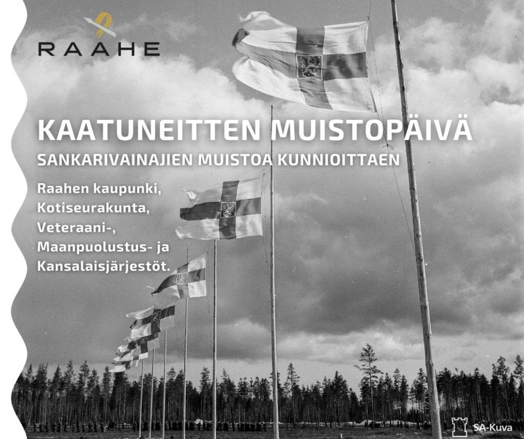 Vanha SA-kuva, jossa lippurivi Kaatuneitten muistopäivänä vuonna 1944