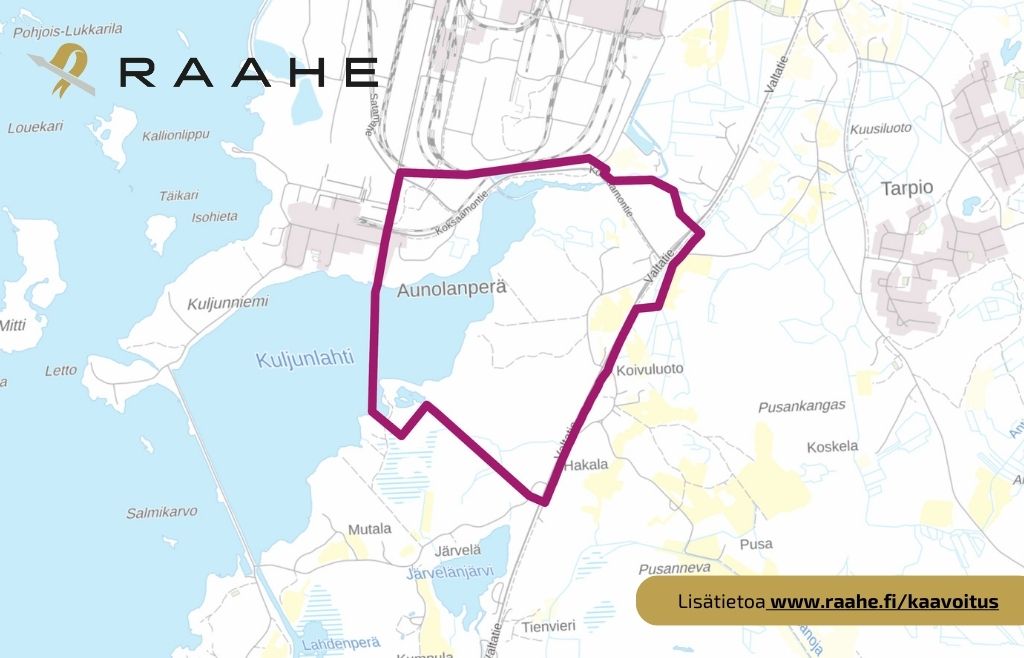 Ote taustakartasta, jossa osayleiskaava-alueen rajaus.