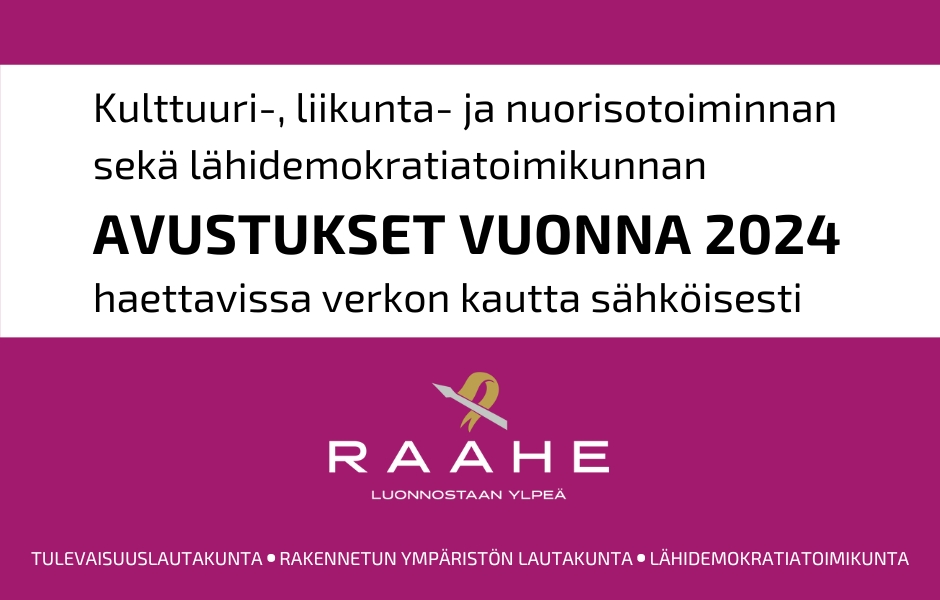 Kulttuuri-, liikunta- ja nuorisotoiminnan sekä lähidemokratiatoimikunnan avustukset vuonna 2024 haettavissa verkon kautta sähköisesti.