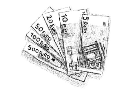 Drawn banknotes.