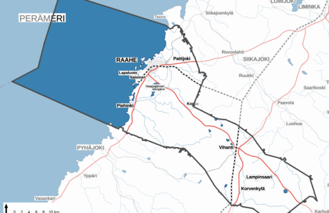 Kuva Raahen alueelta rajauksella.